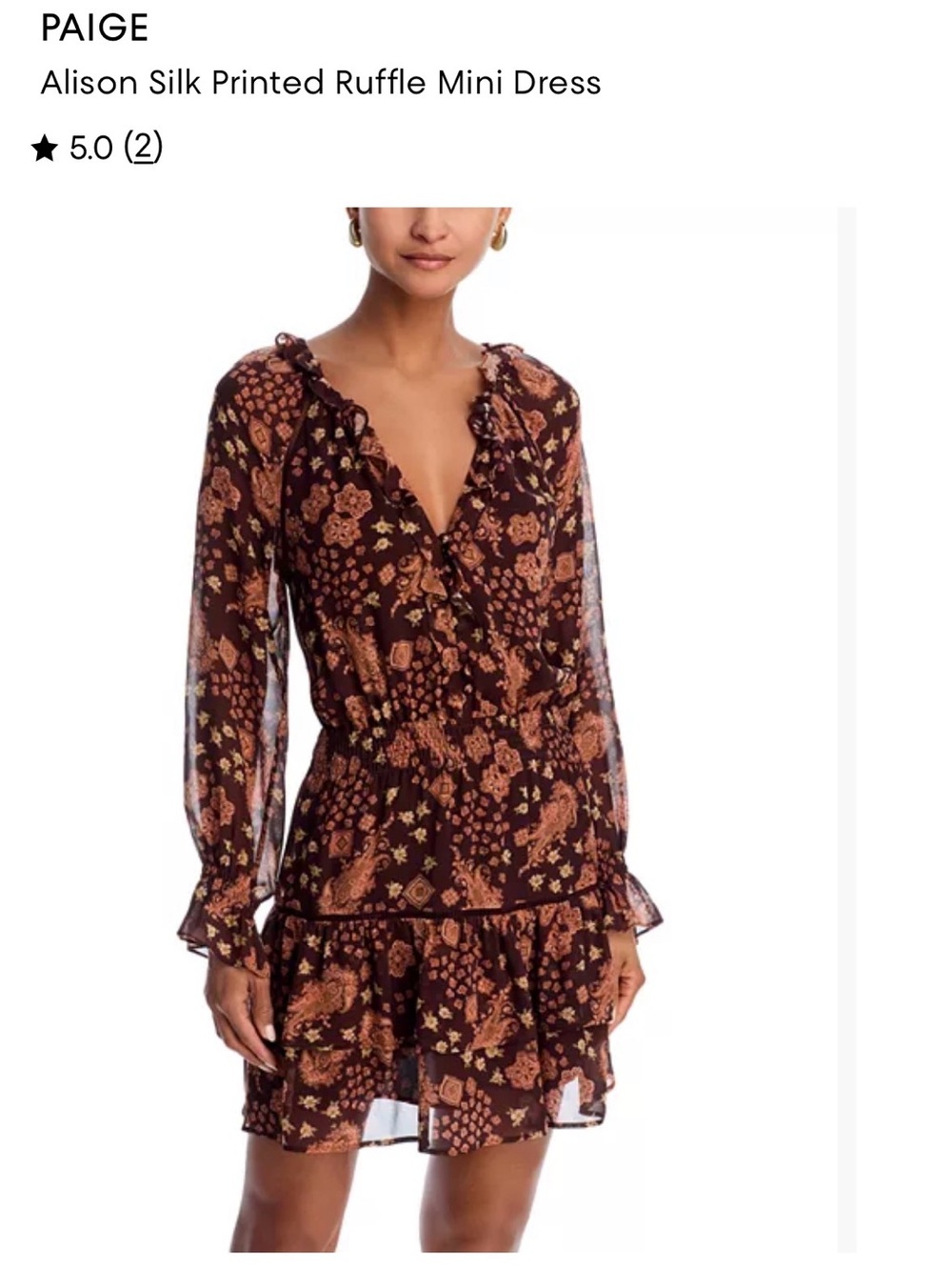 PAIGE Alison Silk Printed Ruffle Mini Dress - Tamarind Multi